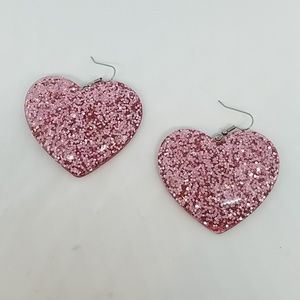 GASOLINE GLAMOUR Jewelry - Crazy cupid pink glitter heart earrings new GASOLINE GLAMOUR Jewelry - Crazy cupid pink glitter heart earrings new